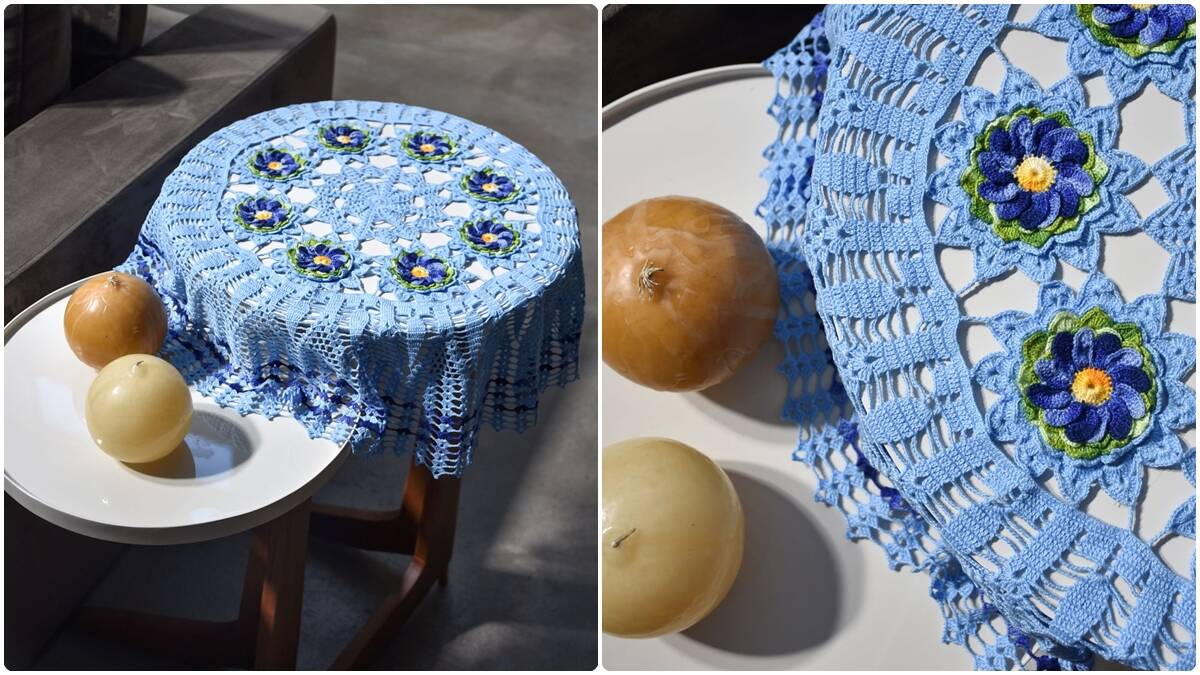 Toalha de Mesa em Crochê Blue: Aprenda a Fazer a Sua!