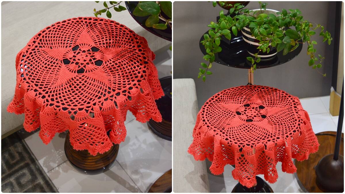 Toalha de Mesa em Crochê Coral: Decoração que Vibra!