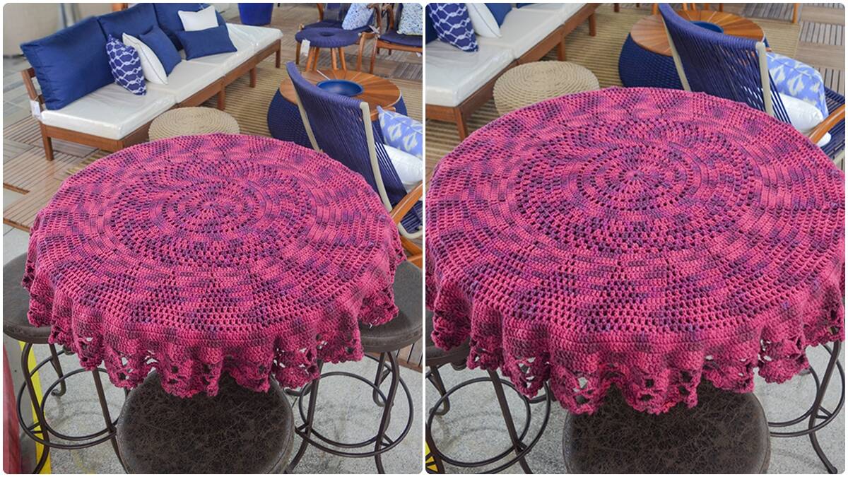 Toalha de Mesa em Crochê Vinho: Elegância na Decoração!