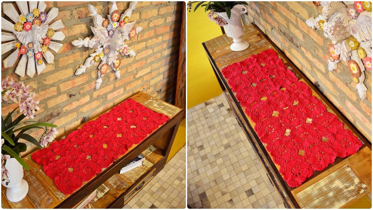Trilho de Mesa em Crochê Cereja: Uma Peça Linda e Vibrante!