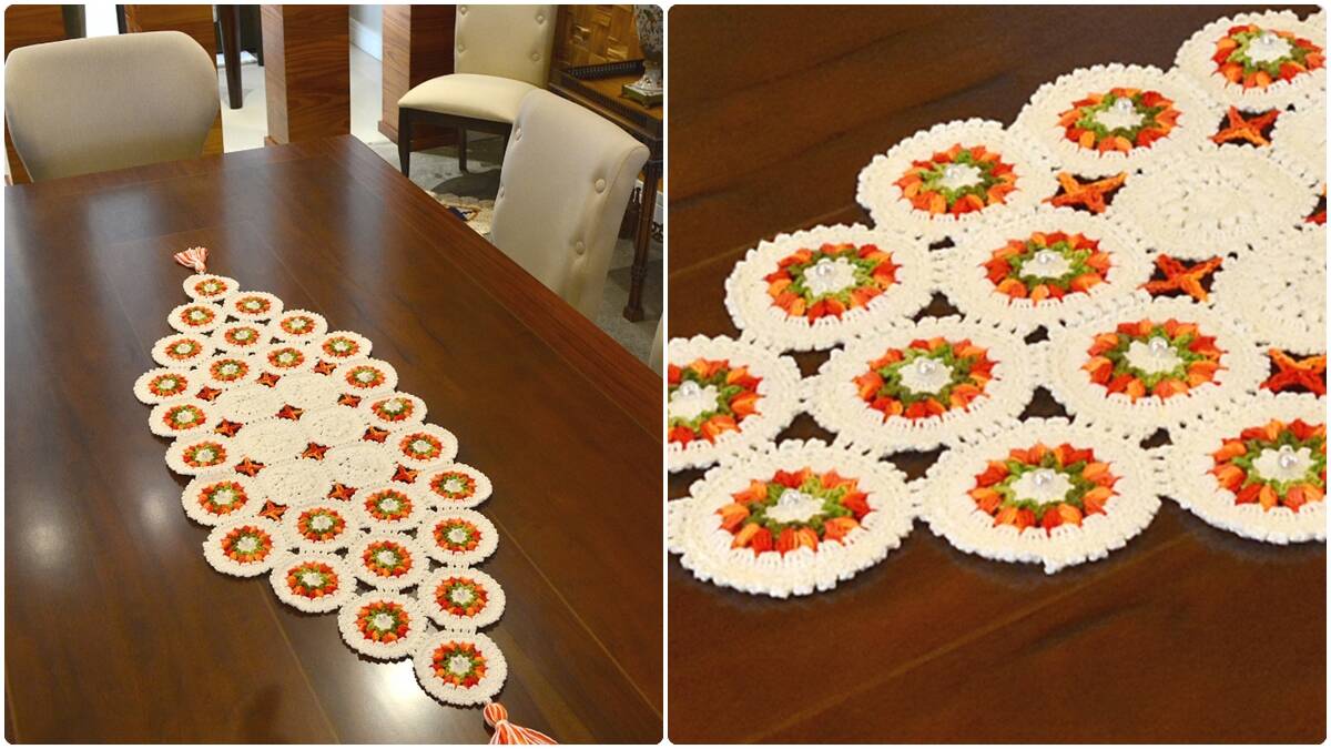 Trilho de Mesa em Crochê Pitanga: Modelo Lindo e Simples!