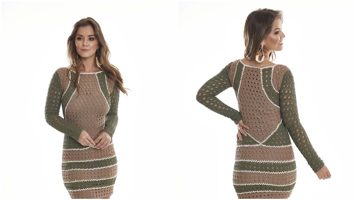 Vestido de Crochê com Listras: Uma Peça Linda e Charmosa!