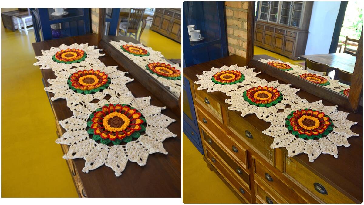 Trilho de Mesa em Crochê Girassol: Uma Peça Sustentável!
