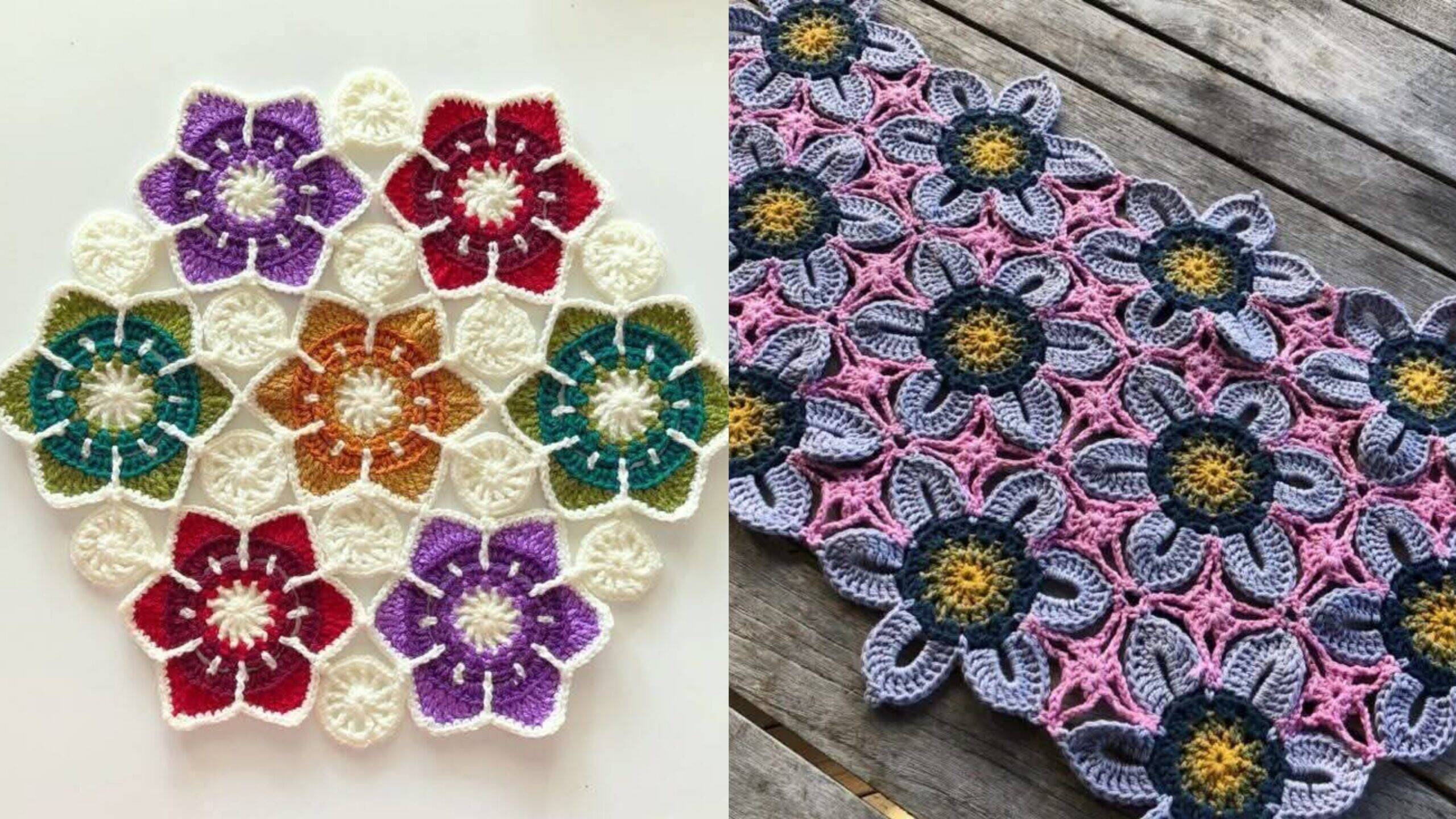 Flor com Square: Trilhos de Mesa em Crochê para Encantar sua Decoração