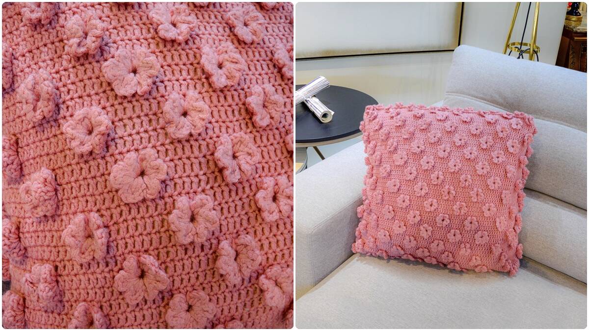 Almofada de Crochê Babushka: Padrões Florais Lindos e Fofos!