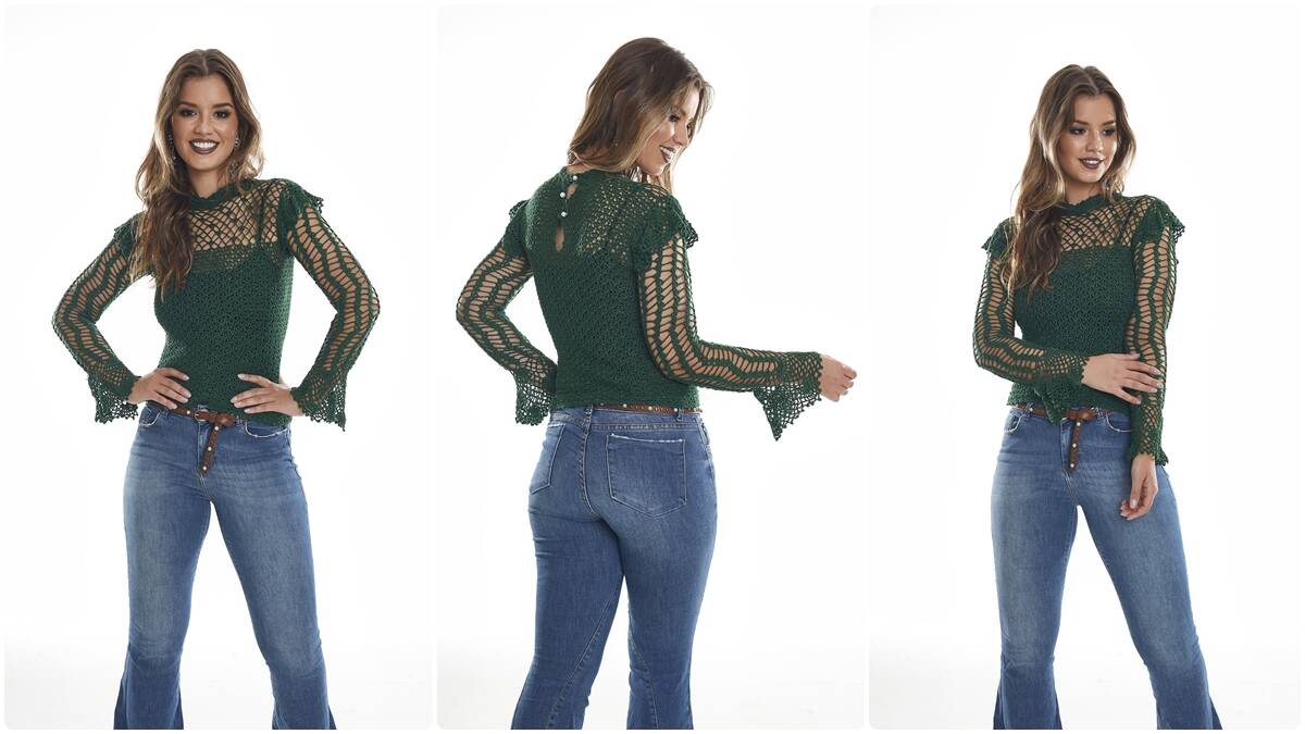 Blusa de Crochê Musgo: Modelo Elegante e Charmoso!