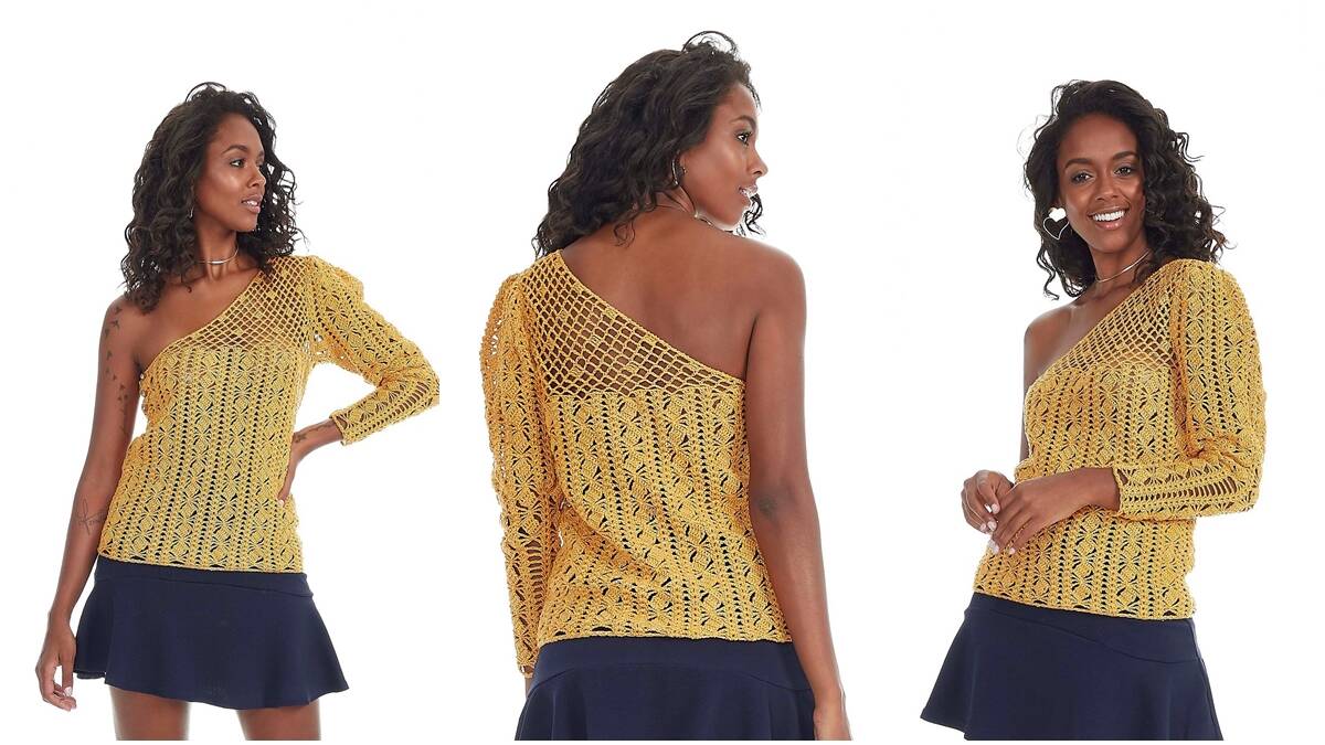 Blusa de Crochê Ouro: Uma Peça Elegante que Brilha!