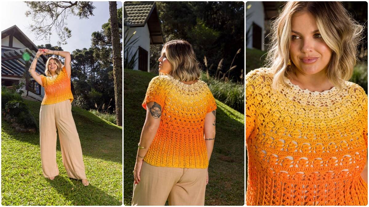 Blusa de Crochê Solar: Uma Peça Linda e Estilosa!