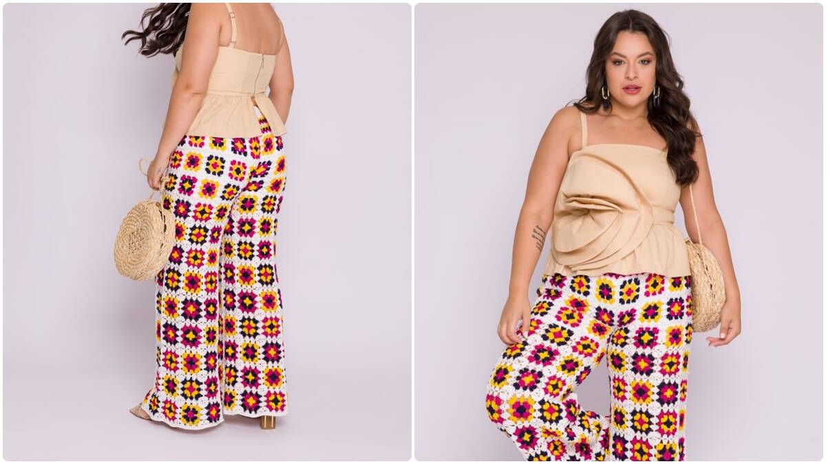 Calça de Crochê com Squares: Criatividade e Estilo!