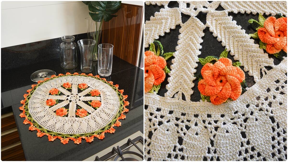 Centro de Mesa em Crochê Floral: Beleza na Decoração!