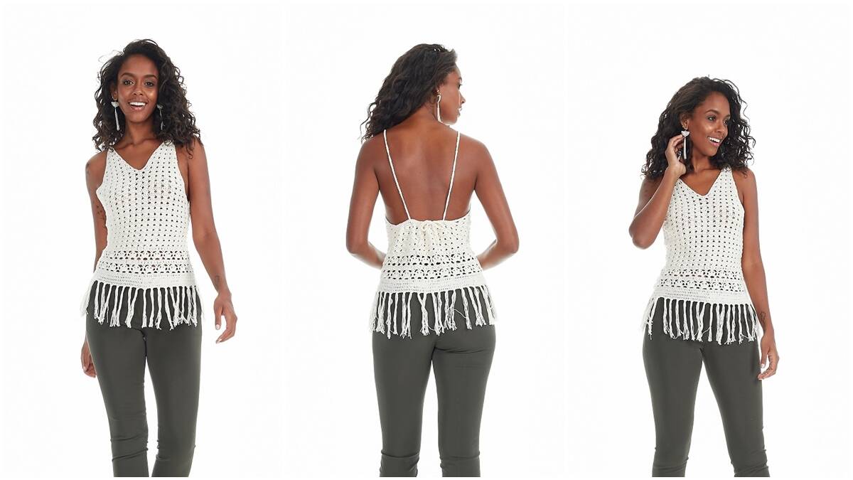 Cropped de Crochê com Franjas: Uma Peça Linda para o Verão!