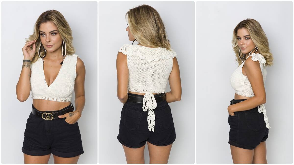 Cropped de Crochê Onda: Charme e Elegância no Verão!