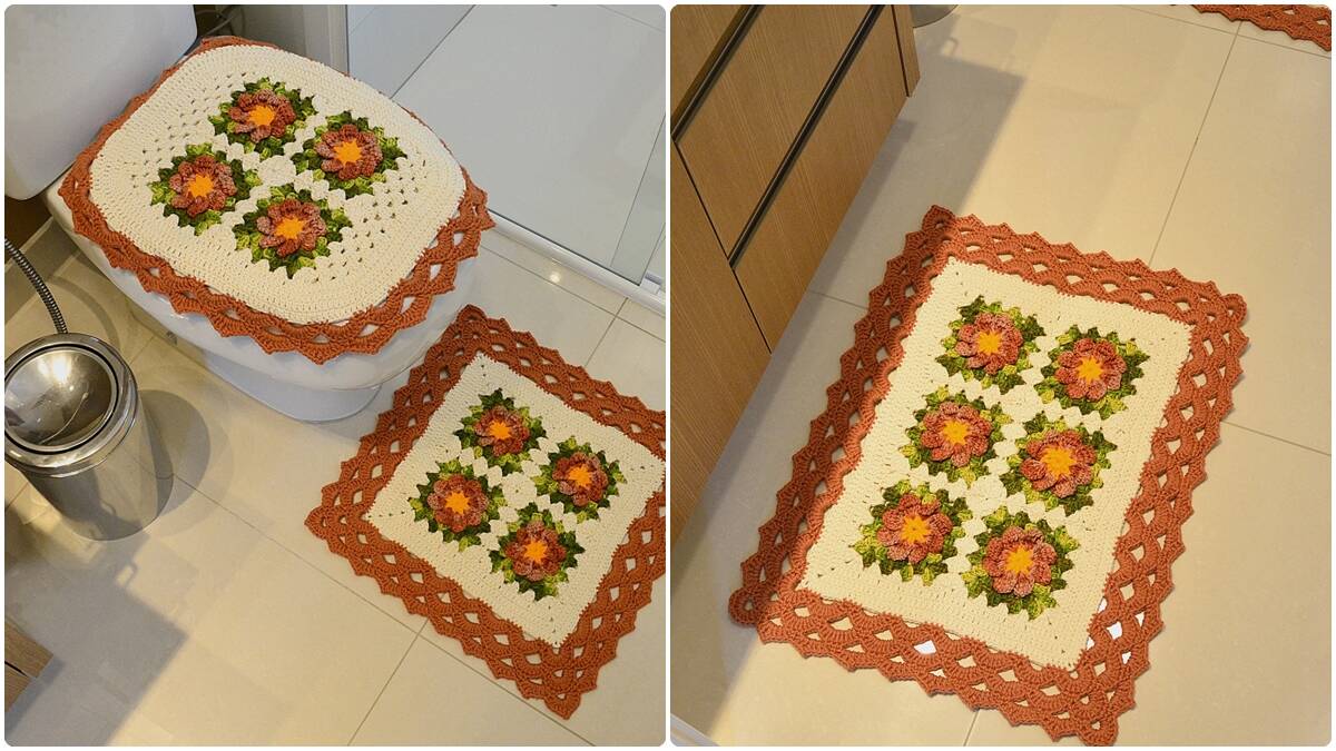 Jogo de Banheiro em Crochê Palmier: Elegância Artesanal!