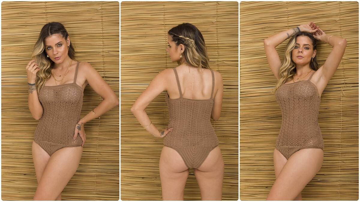 Maiô de Crochê Amêndoa: Peça Linda Para os Dias de Praia!