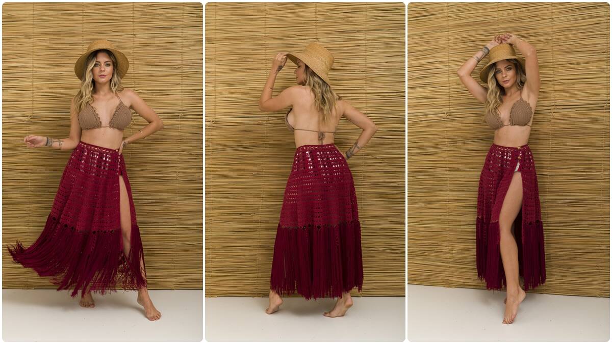 Saia de Crochê Godê com Franjas: Uma Peça Charmosa e Linda!