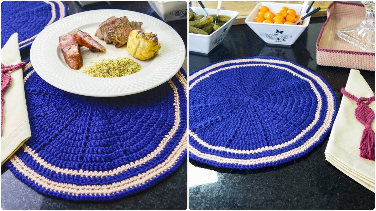 Sousplat de Crochê Elementar: Uma Cor Profunda que Encanta!