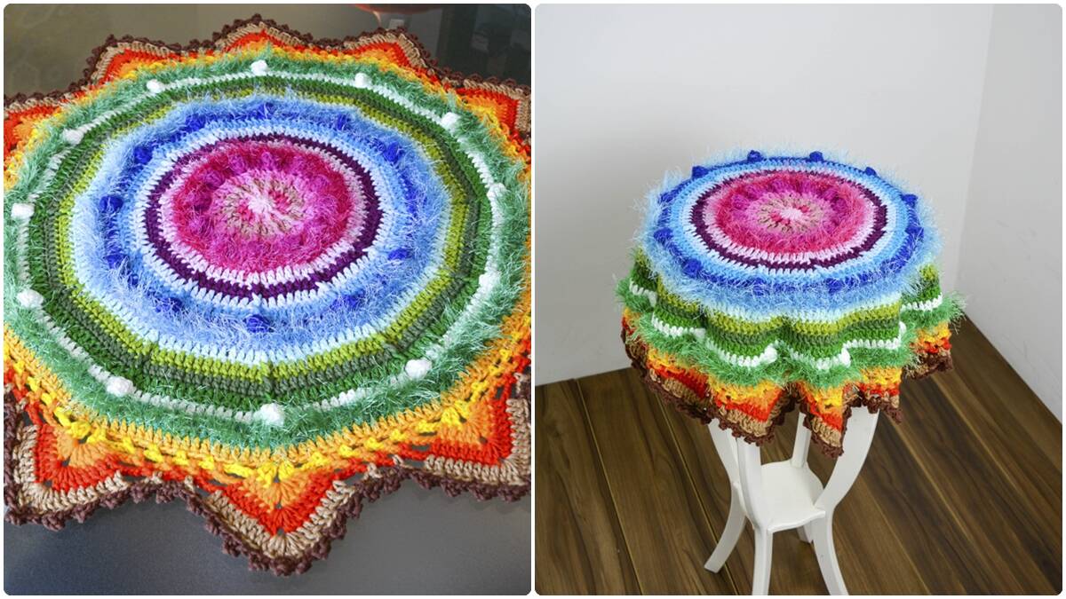 Toalha de Mesa em Crochê Arco-Íris: Modelo Lindo e Charmoso!