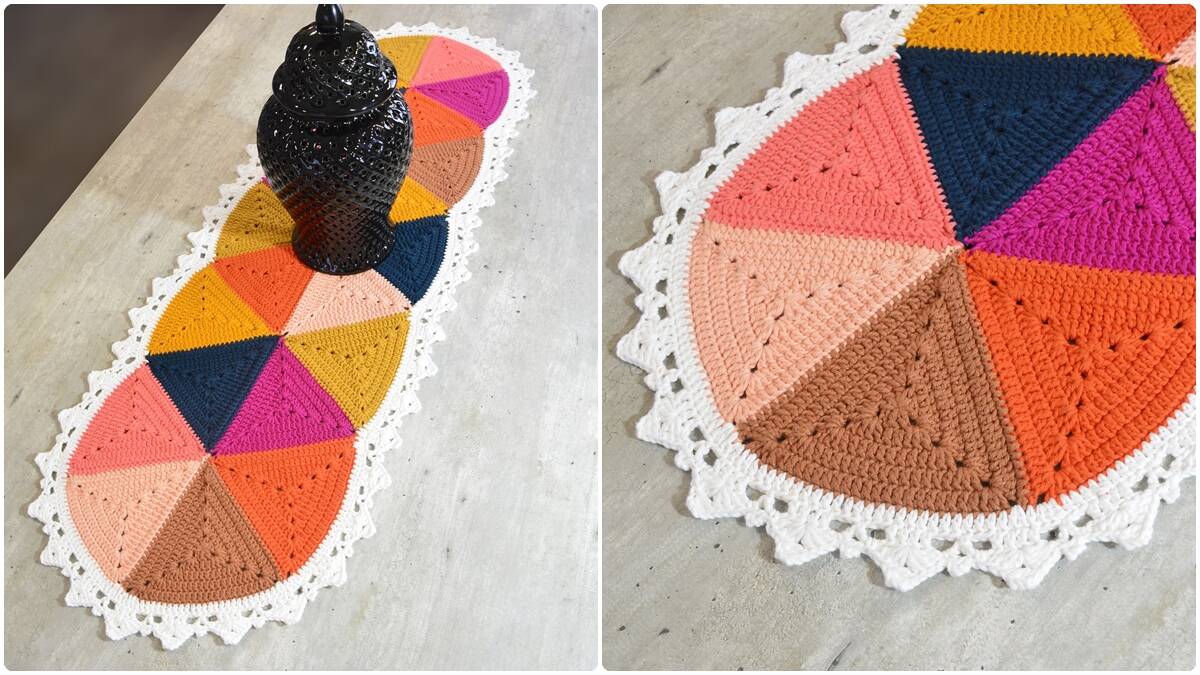 Trilho de Mesa em Crochê Harmonia: Cores Lindas e Vibrantes!