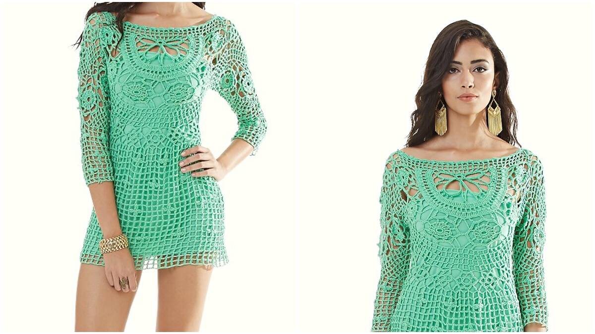 Vestido de Crochê Hortelã: Uma Peça Única e Sofisticada!