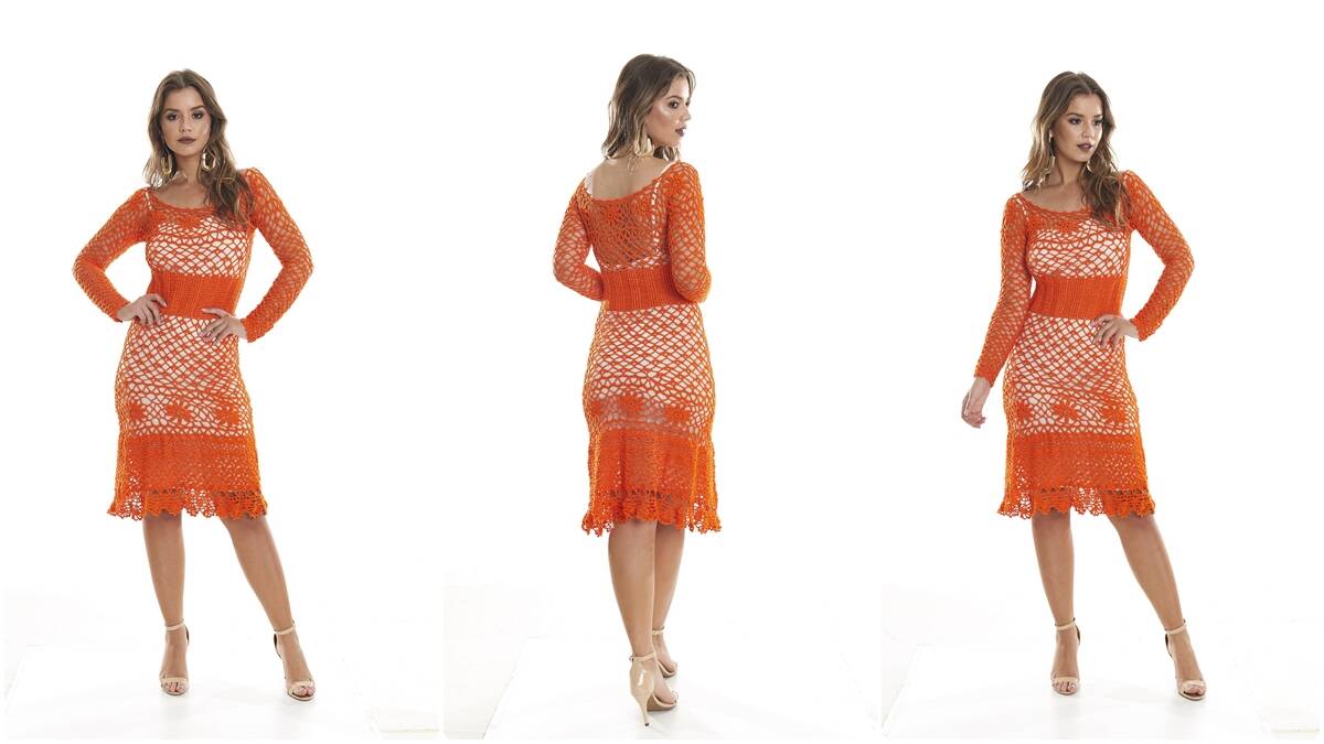 Vestido de Crochê Laranja: Um Modelo Lindo e Charmoso!