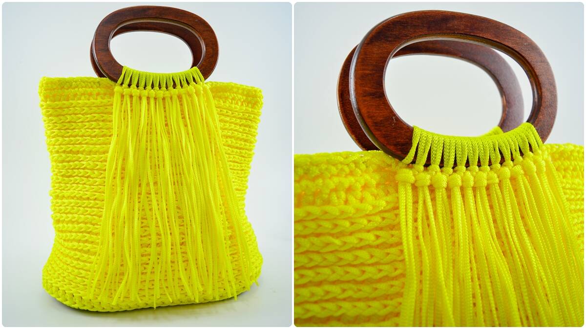 Bolsa de Crochê com Franjas: Um Amarelo que Encanta!