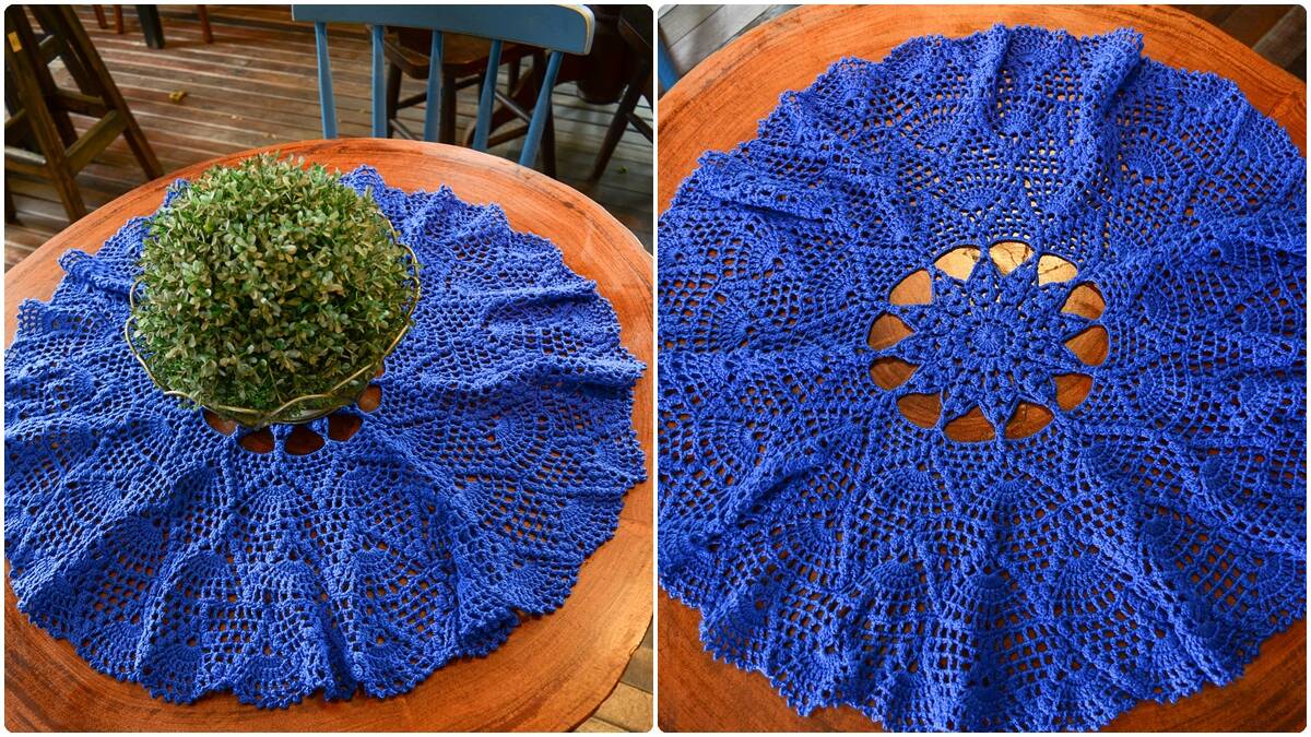 Centro de Mesa em Crochê Azul Bic: Adicione Elegância!