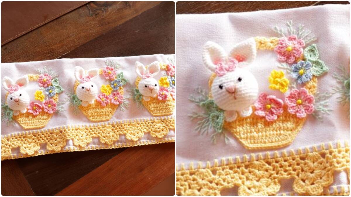 Barrado de Crochê Coelhinha Divertida: Decore para Páscoa!
