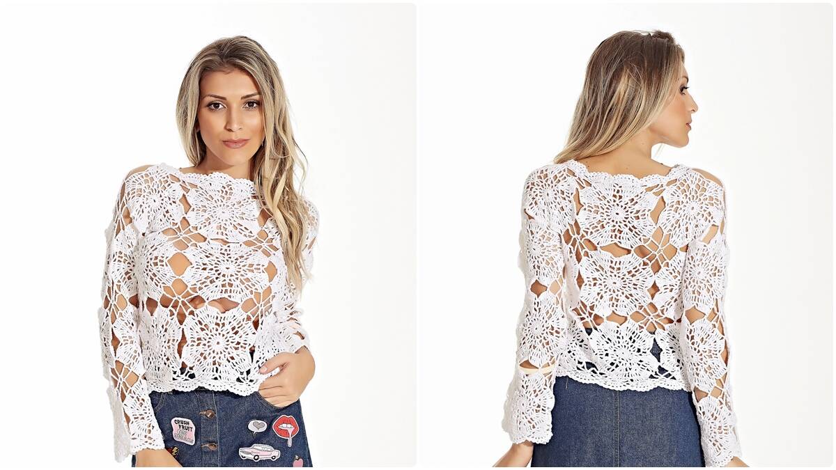 Blusa de Crochê Bela: Charme com Motivos Lindos!
