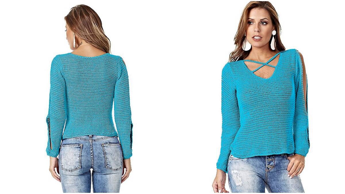 Blusa de Crochê Turquesa: Uma Peça com Cor que Encanta!