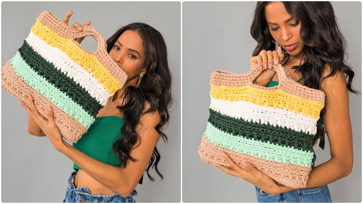 Bolsa de Crochê Listrada: Peça Leve e Linda para o Dia a Dia!