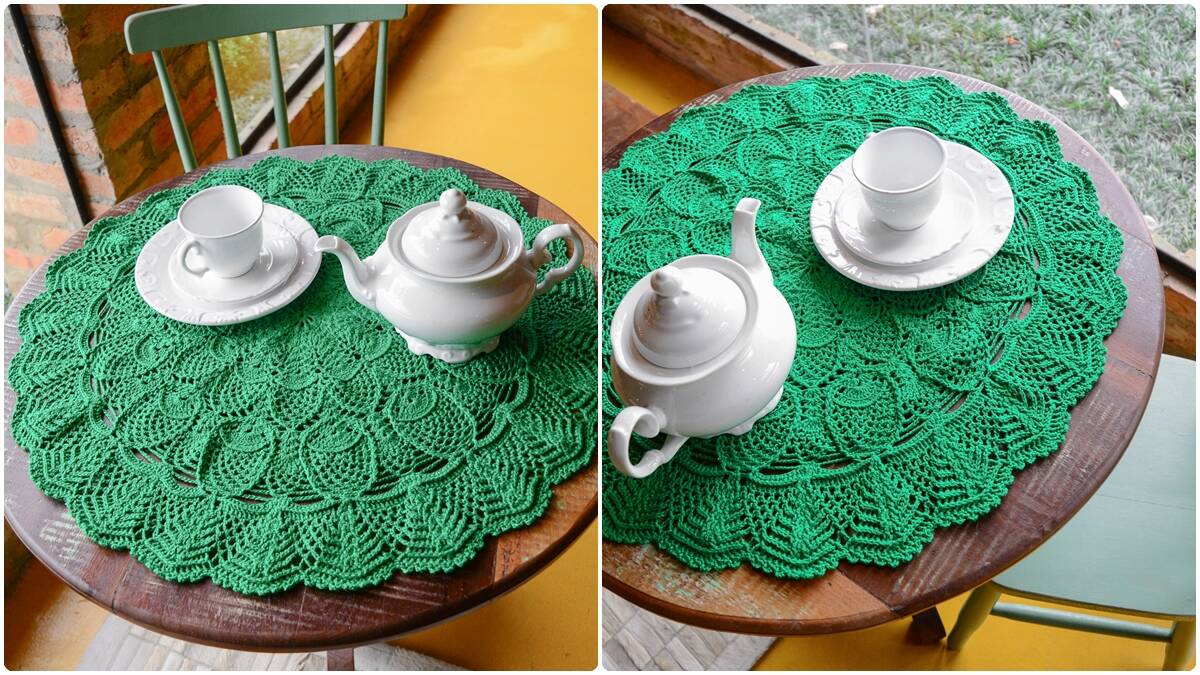 Centro de Mesa em Crochê Esmeralda: Uma Cor que Encanta!