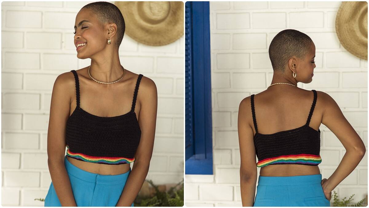 Cropped de Crochê Arco-Íris: Um Modelo Despojado e Lindo!