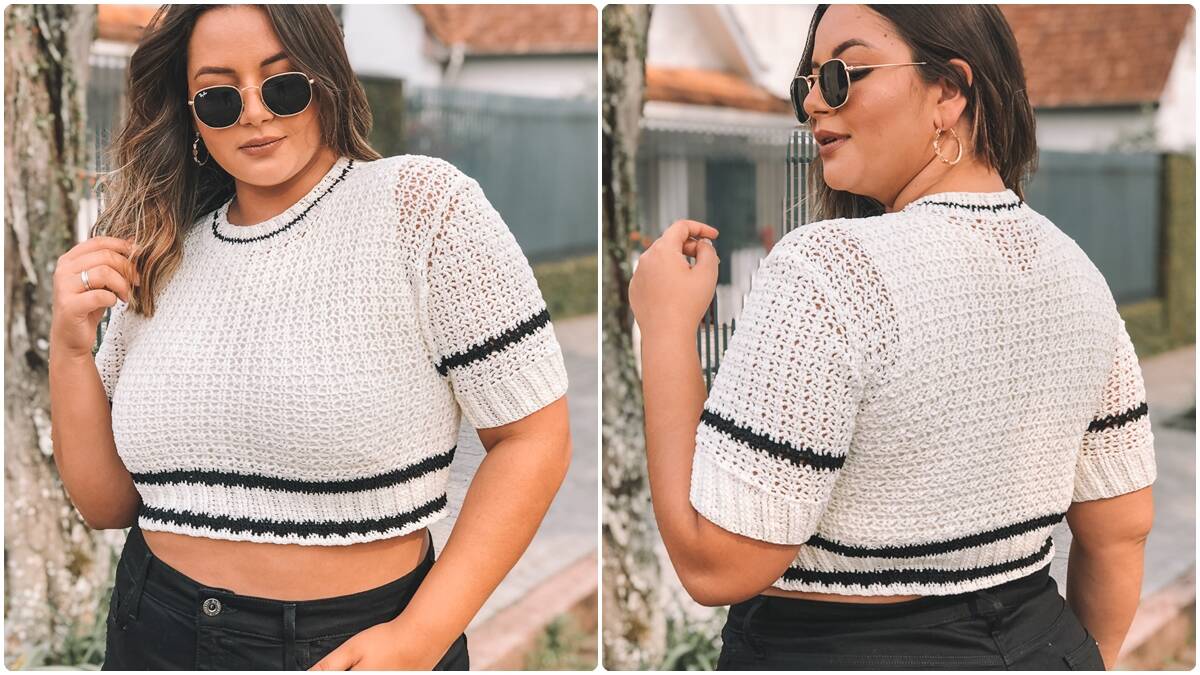 Cropped de Crochê P&B: Crie Essa Peça Linda Você Mesmo!