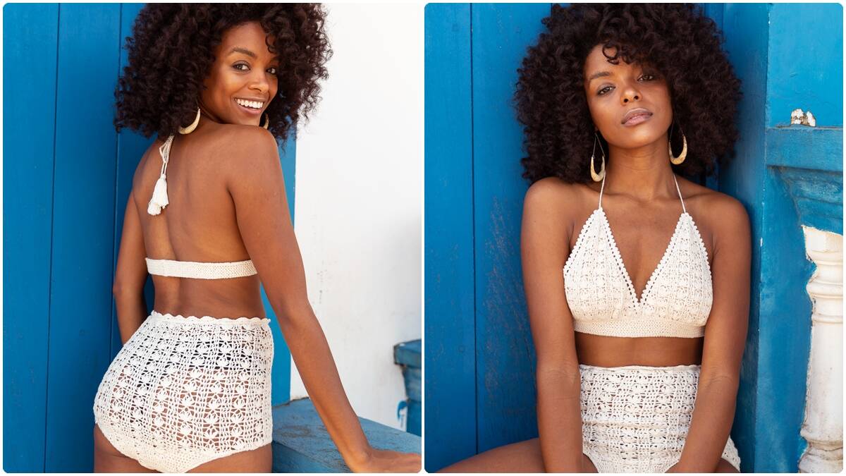 Conjunto de Crochê Madá: Charme e Frescor na Praia!