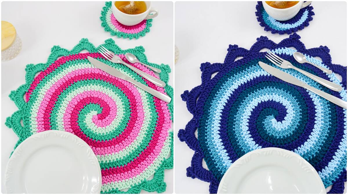 Jogo de Sousplat em Crochê Espiral: Prepare a Sua Mesa!