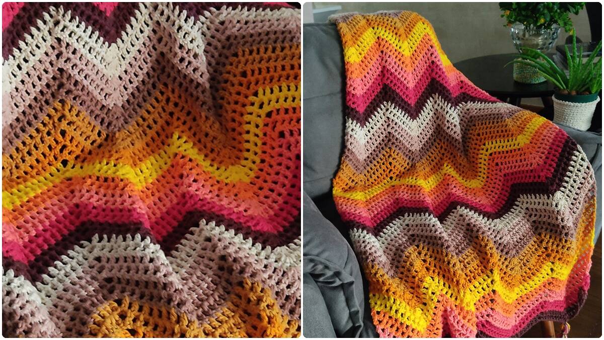 Manta de Crochê Vulcão: Cores Lindas para Sua Decoração!
