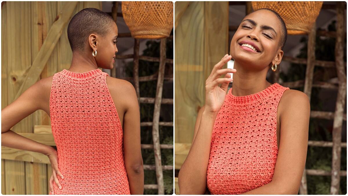 Regata de Crochê Coral: Cor Linda que Encanta com Charme!