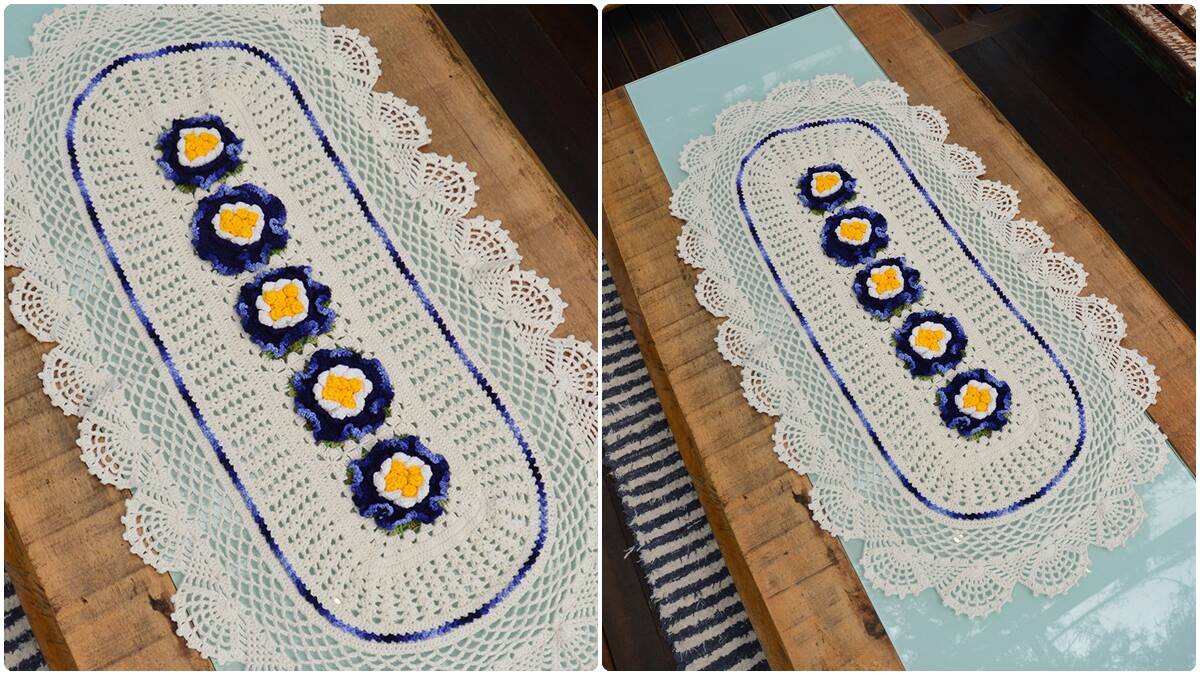 Trilho de Mesa em Crochê com Flores: Decoração Simples!