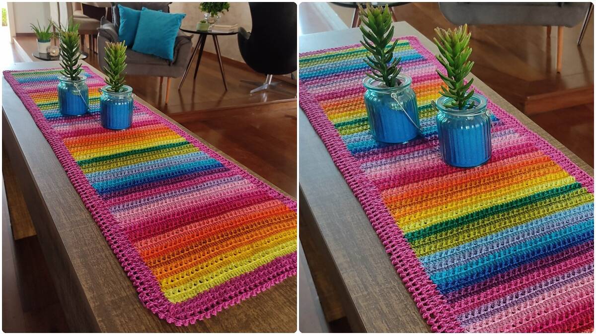 Trilho de Mesa em Crochê Valentino: Cor e Charme!