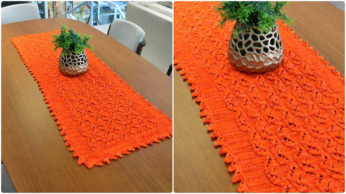 Trilho de Mesa em Tricô Calêndula: Elegância na sua Decoração!