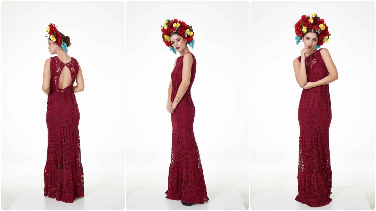 Vestido de Crochê Bordô: Elegância em Qualquer Ocasião!