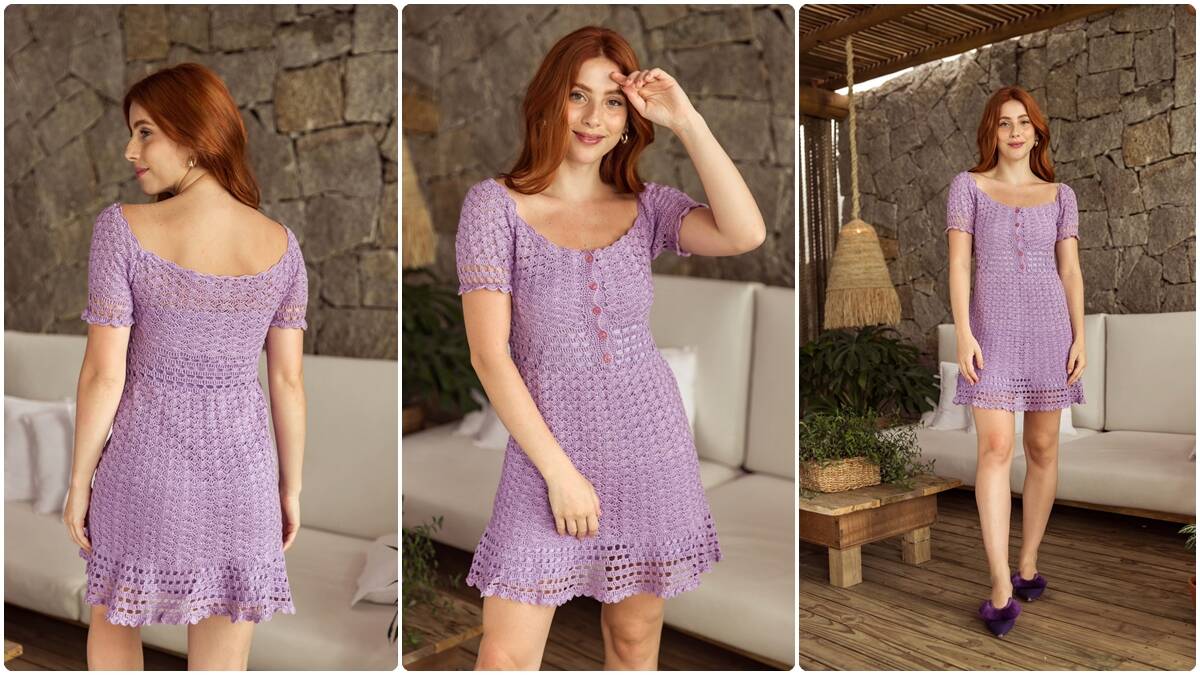 Vestido de Crochê meia Manga: Uma Peça Fofa e Despojada!