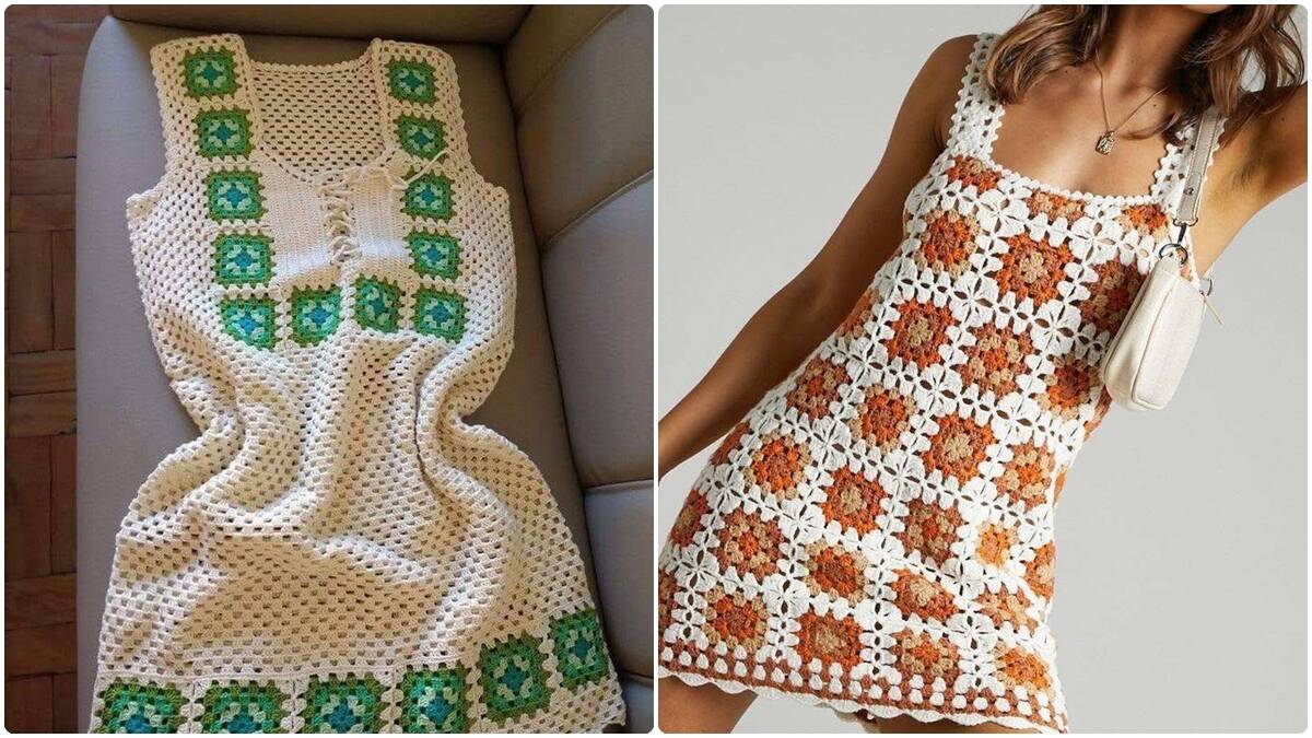 Vestidos de Crochê com Squares: Elegância e Versatilidade Artesanal