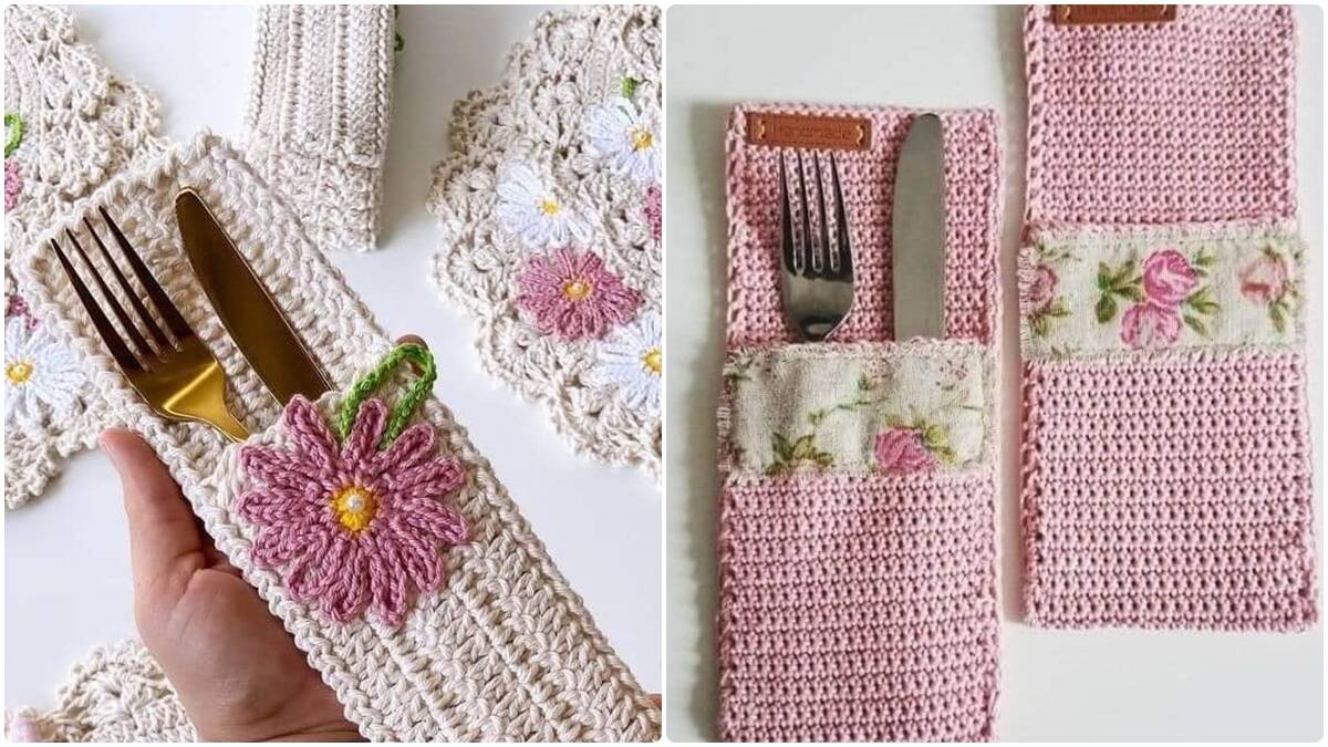 Porta-Talheres de Crochê que Adicionam Charme e Elegância à Mesa!