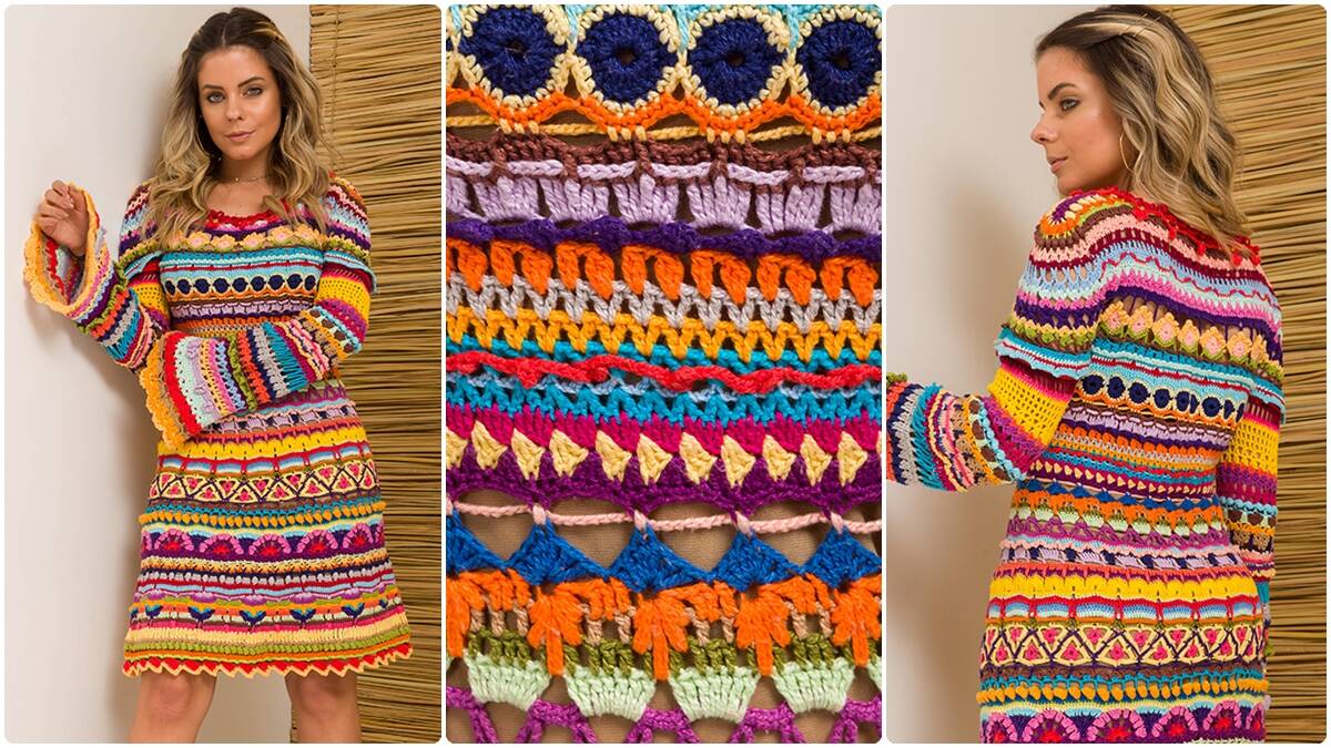 Vestido de Crochê Colorido: Peça Atraente e Charmosa!