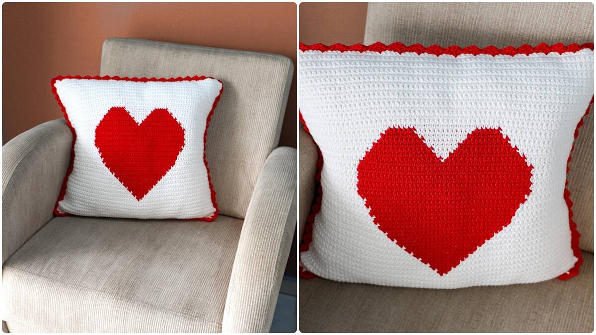 Almofada de Crochê Coração: Fofura e Amor Artesanal!