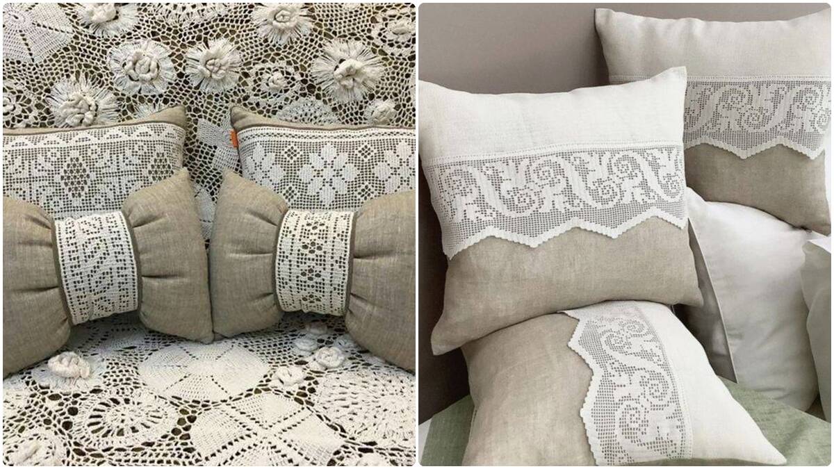 Almofadas de Crochê e Tecido: Uma Decoração Elegante!