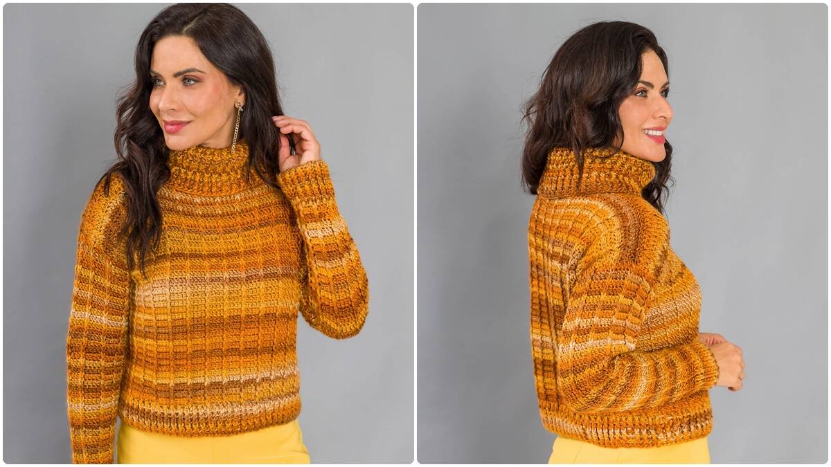 Blusão de Crochê Ouro: Uma Peça Linda para o Inverno!