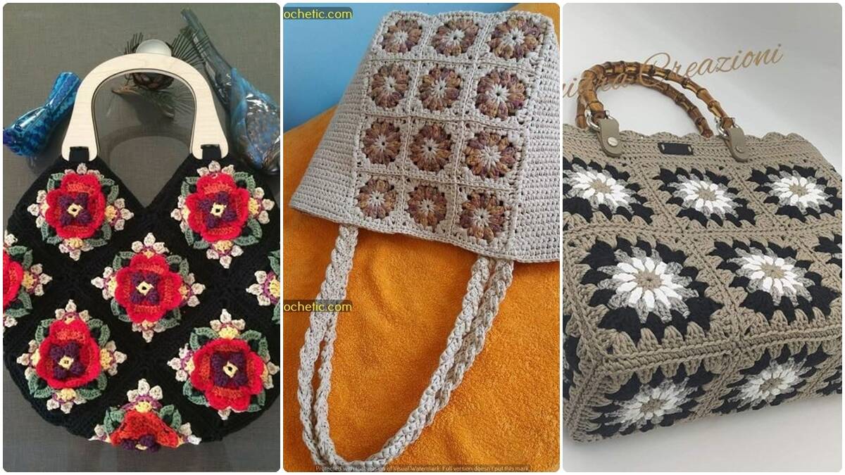 Bolsas de Crochê com Squares: Estilo, Criatividade e Versatilidade!