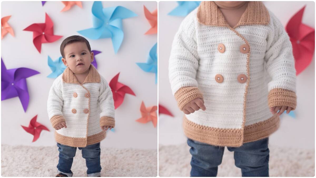 Casaco de Crochê Infantil com Botões: Fofura e Conforto!